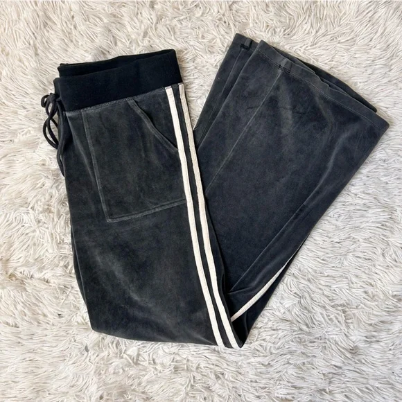 ◾️Rare Vintage Y2K Victoria’s Secret PINK Velour Number Flare Side Stripe Pants - Picture 5 of 7